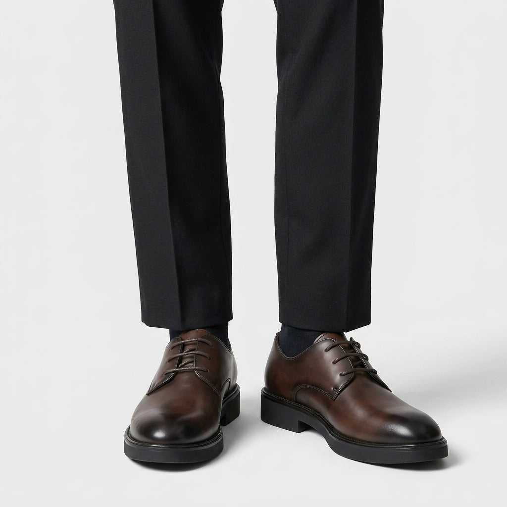 Chaussures de Ville en Cuir Pleine Fleur Couture Blake Bout Rond pour Homme