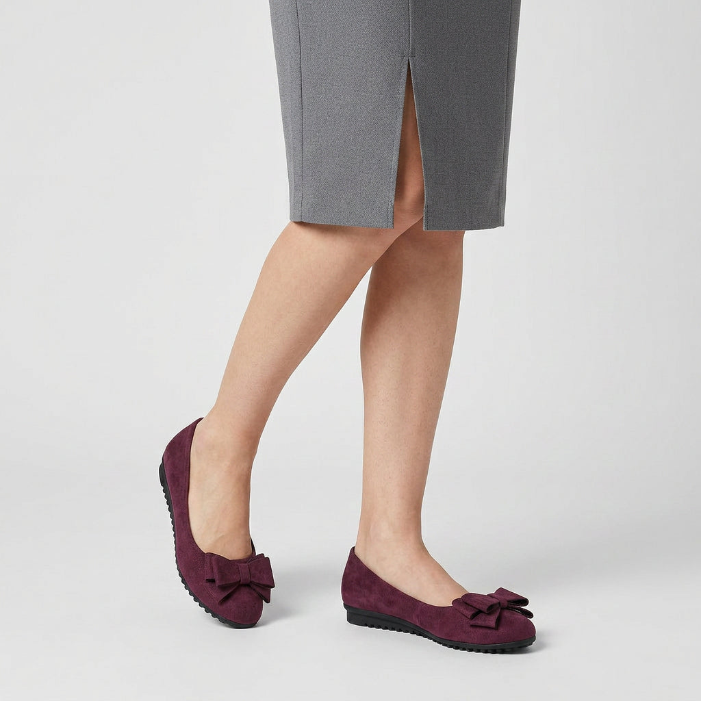 Mocassins Cuir Souple Bout Rond Détail Nœud pour Femme