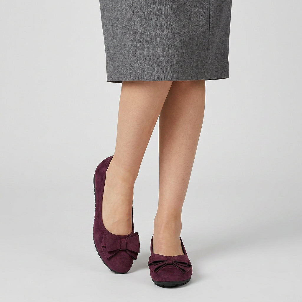 Mocassins Cuir Souple Bout Rond Détail Nœud pour Femme