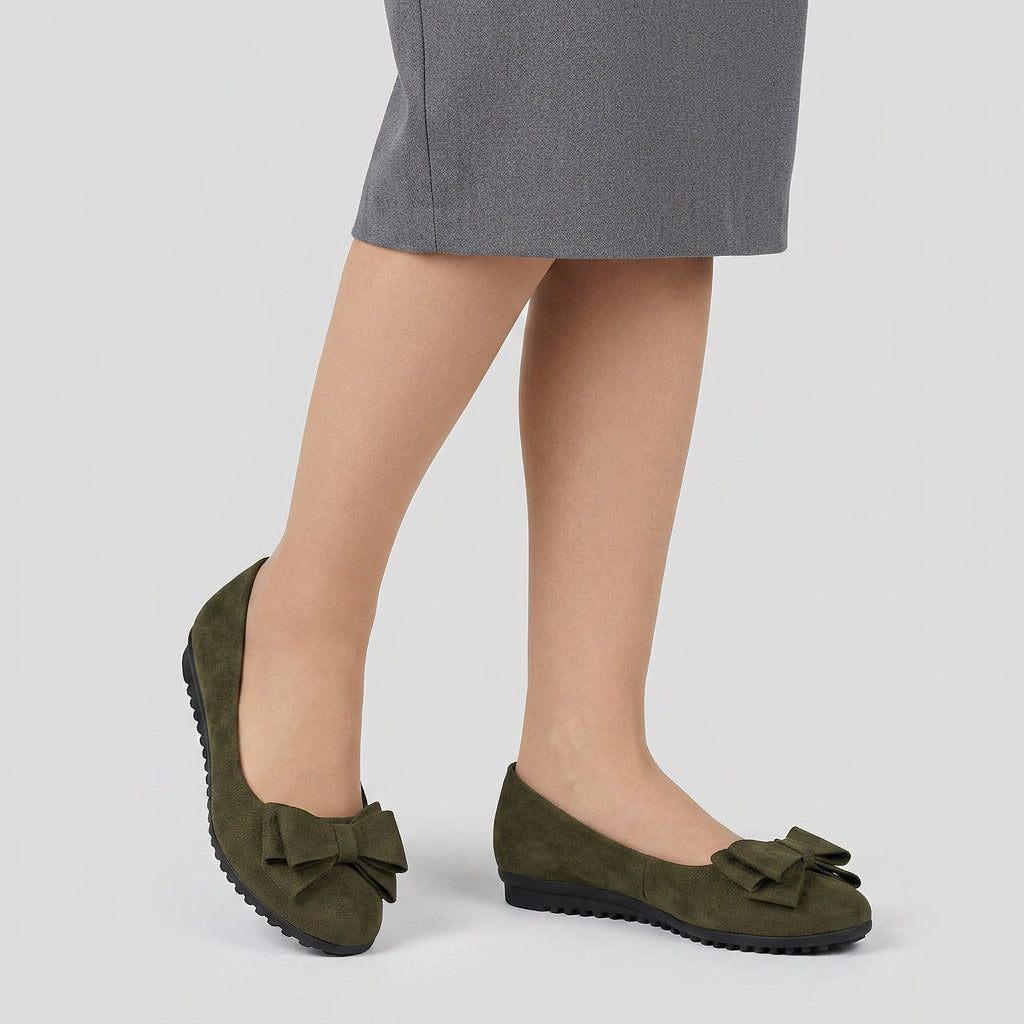 Mocassins Cuir Souple Bout Rond Détail Nœud pour Femme