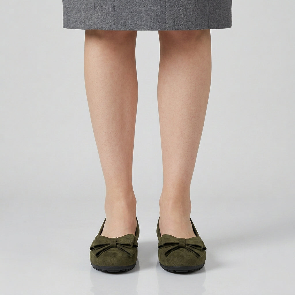 Mocassins Cuir Souple Bout Rond Détail Nœud pour Femme