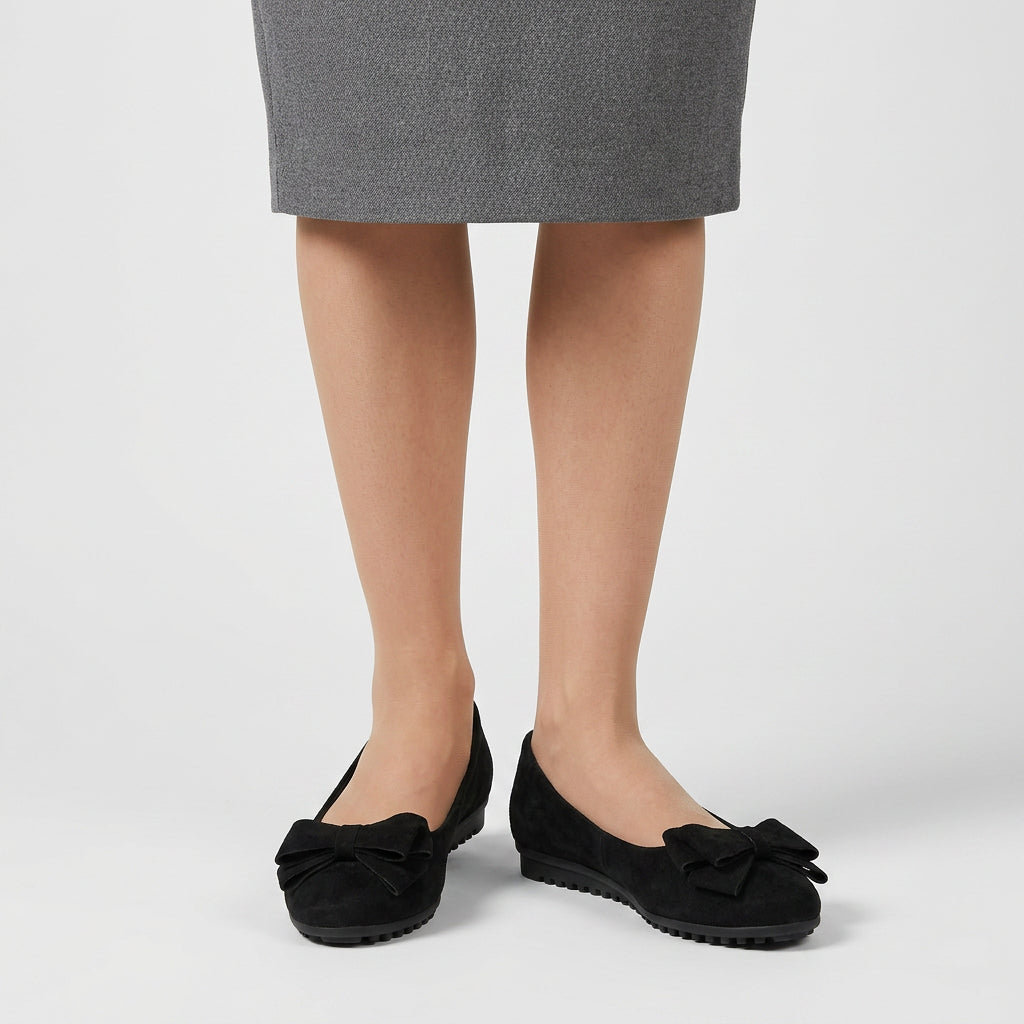 Mocassins Cuir Souple Bout Rond Détail Nœud pour Femme