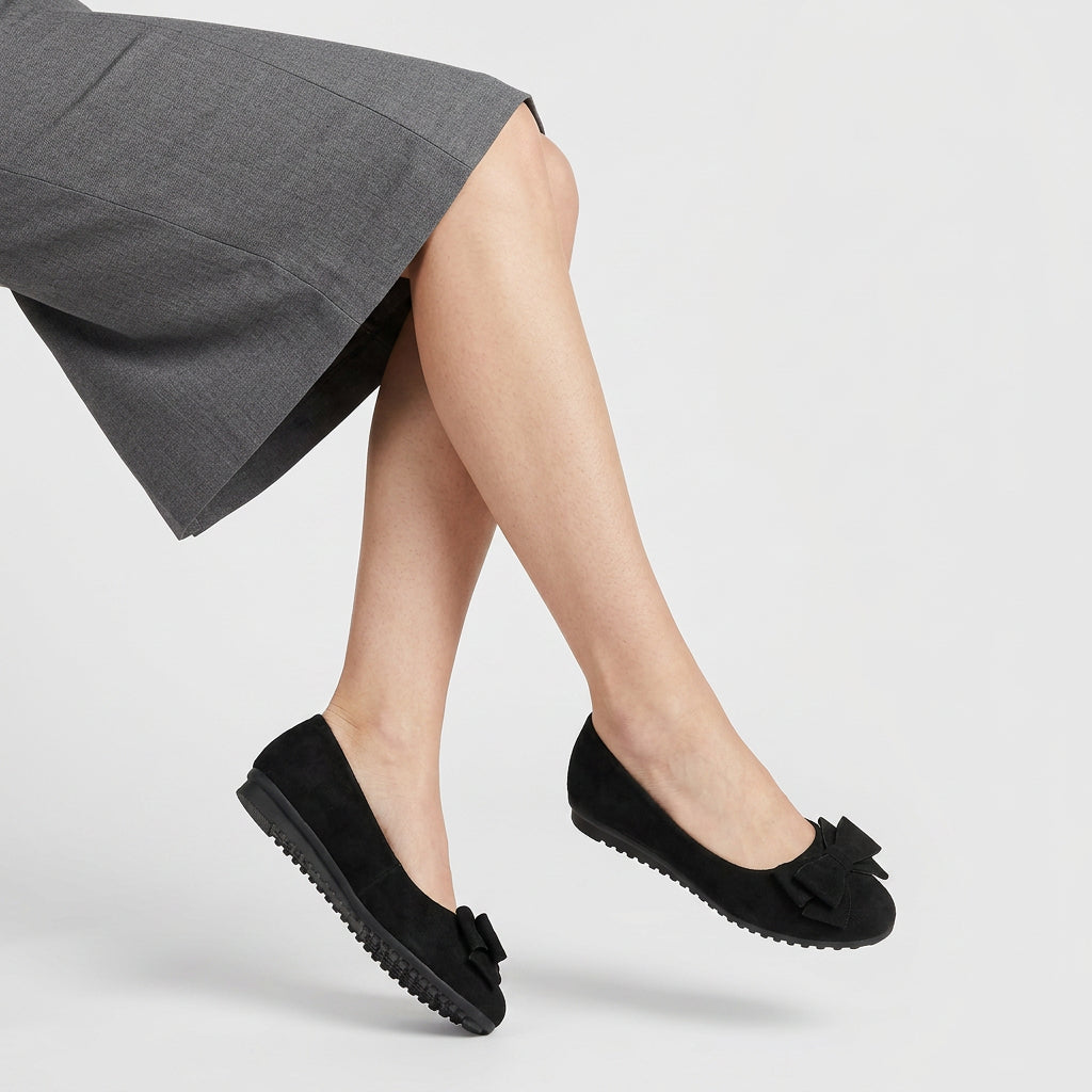 Mocassins Cuir Souple Bout Rond Détail Nœud pour Femme
