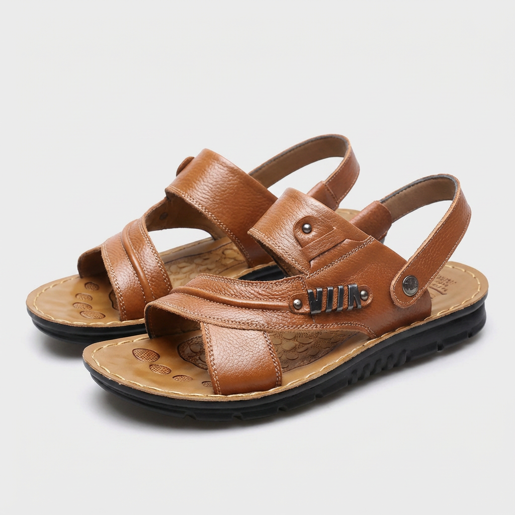 Sandales Cuir Brides Croisées Bout Ouvert pour Homme