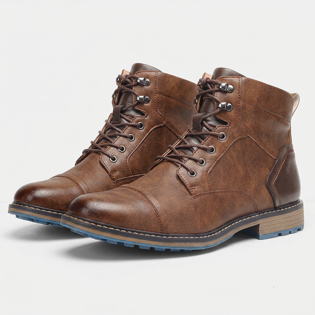 Bottines Cuir Lacées Style Vintage pour Homme