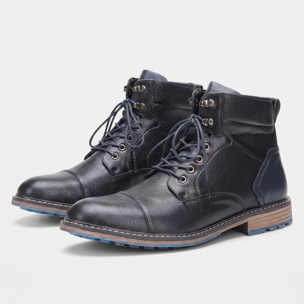 Bottines Cuir Lacées Style Vintage pour Homme