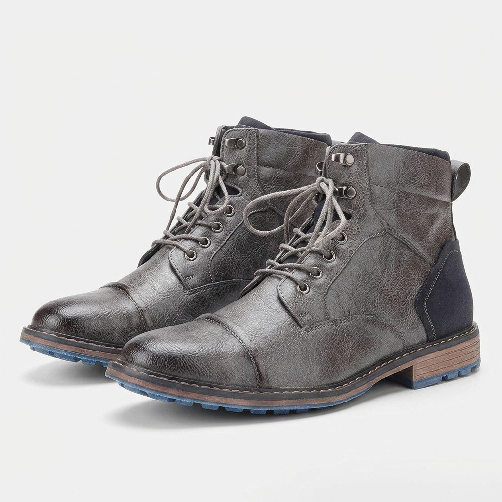 Bottines Cuir Lacées Style Vintage pour Homme