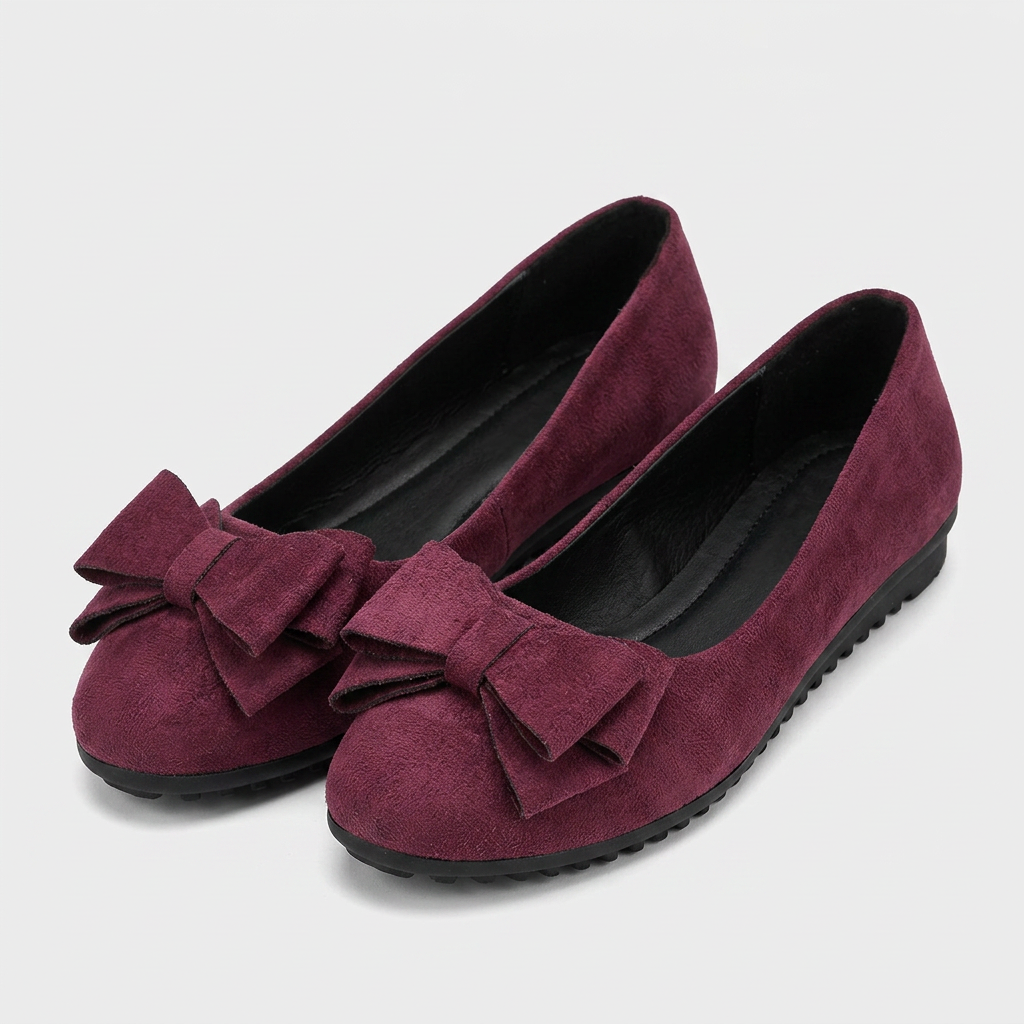 Mocassins Cuir Souple Bout Rond Détail Nœud pour Femme