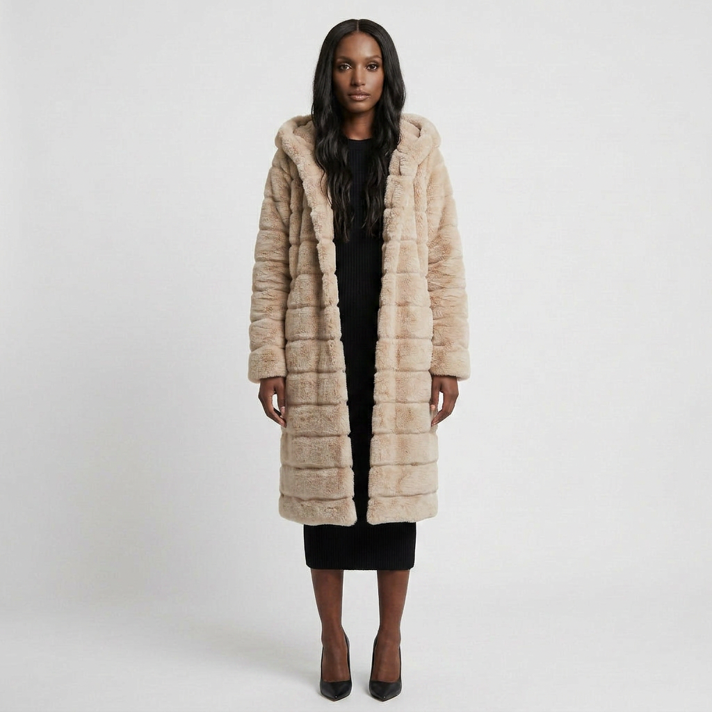 Manteau Fausse Fourrure Boutonné Coupe Élégante pour Femme