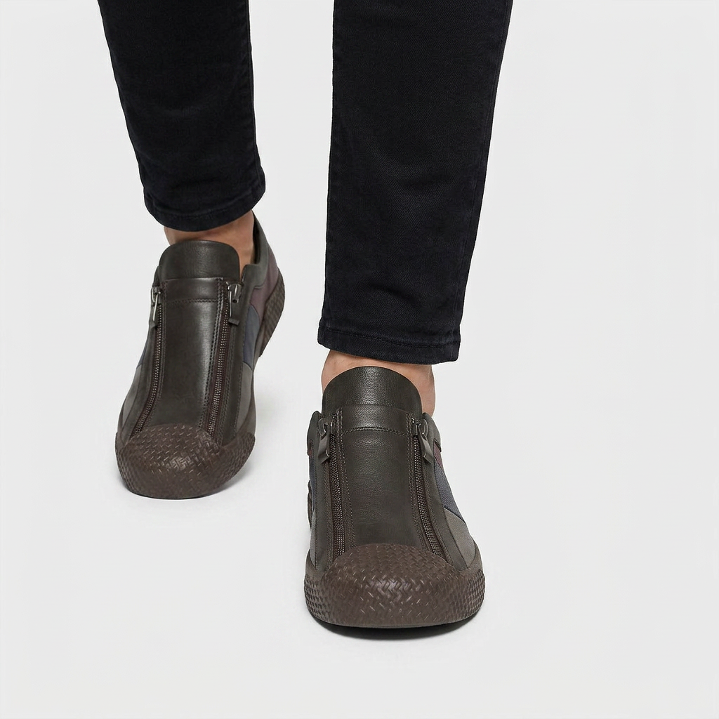 Sneakers Slip-On Multi-Panneaux Fermeture Zippée pour Homme