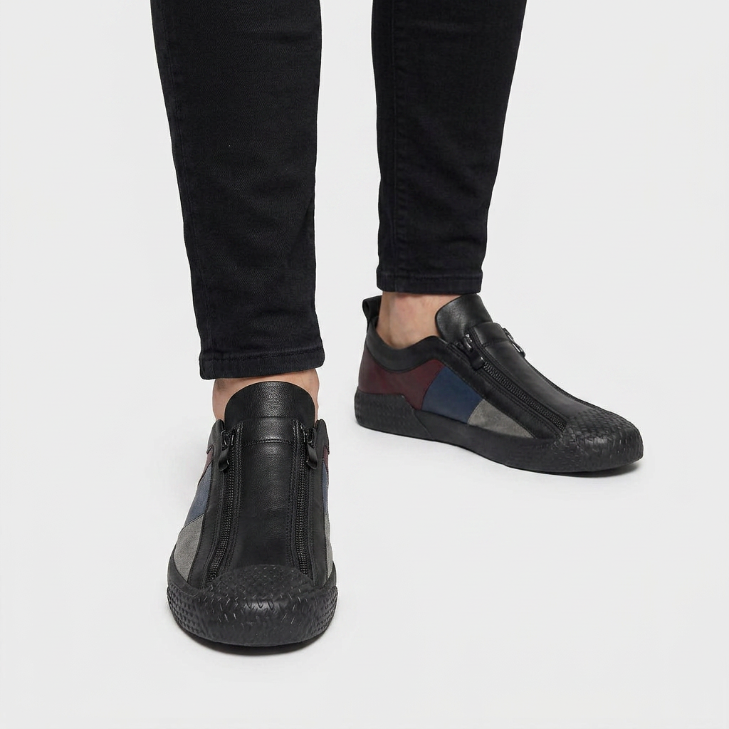 Sneakers Slip-On Multi-Panneaux Fermeture Zippée pour Homme
