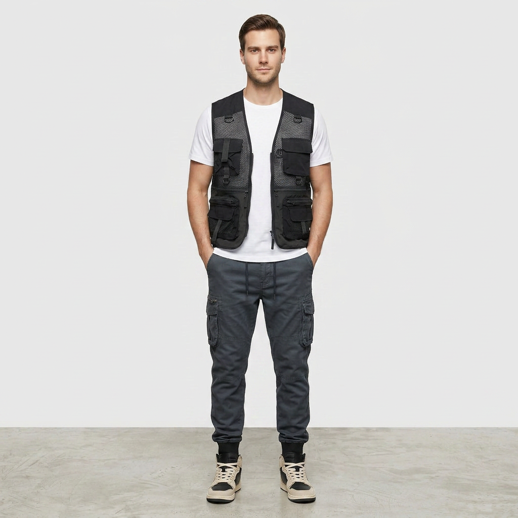 Pantalon Cargo Multi-Poches Chevilles Élastiquées pour Homme