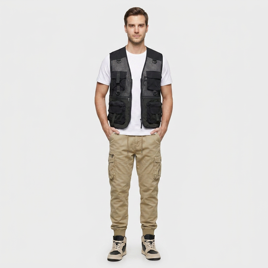 Pantalon Cargo Multi-Poches Chevilles Élastiquées pour Homme