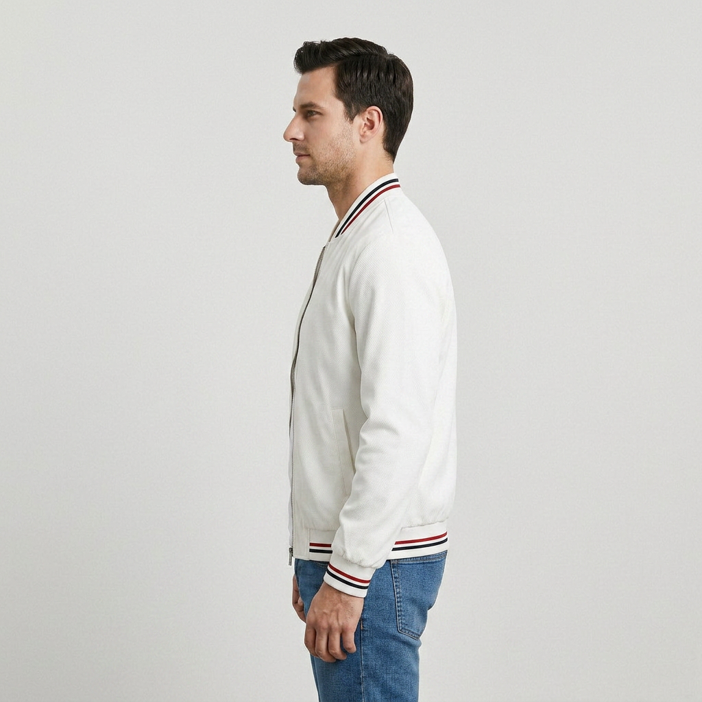 Veste Bomber Zippée Finitions Côtelées pour Homme