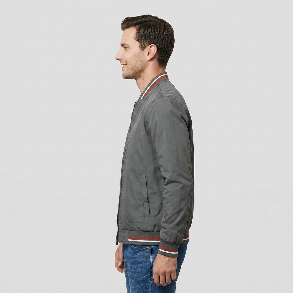 Veste Bomber Zippée Finitions Côtelées pour Homme