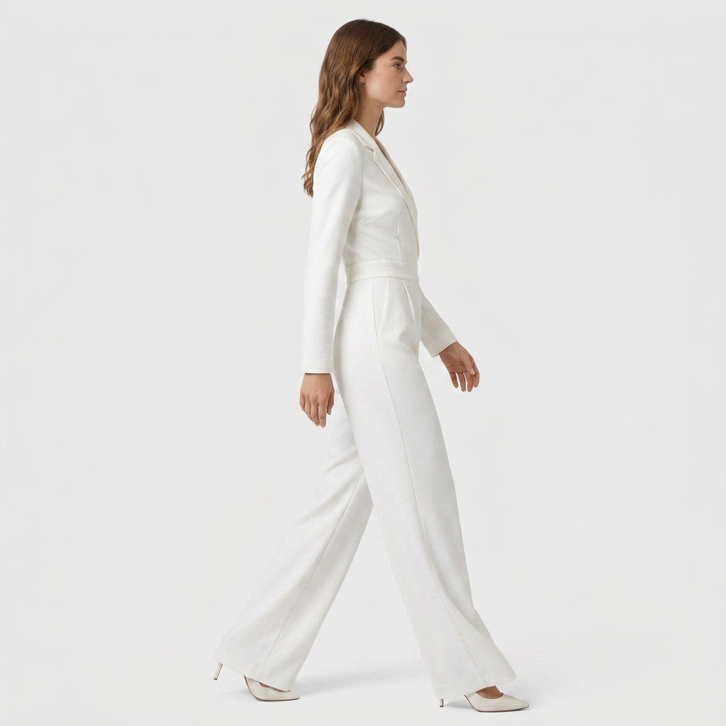 Combinaison Blazer Col V Coupe Large pour Femme