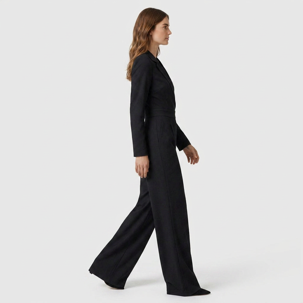 Combinaison Blazer Col V Coupe Large pour Femme