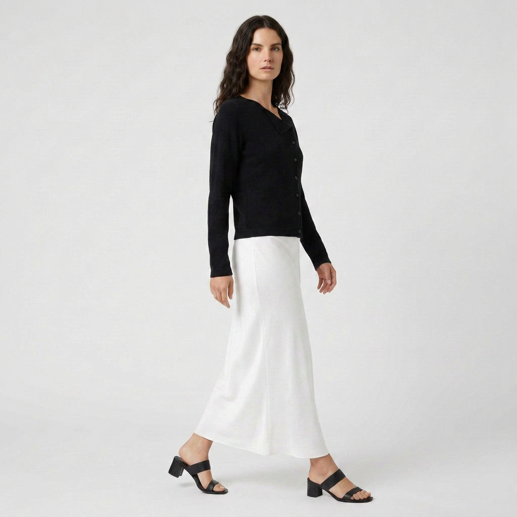 Pull Col V Boutonné Maille Fine pour Femme
