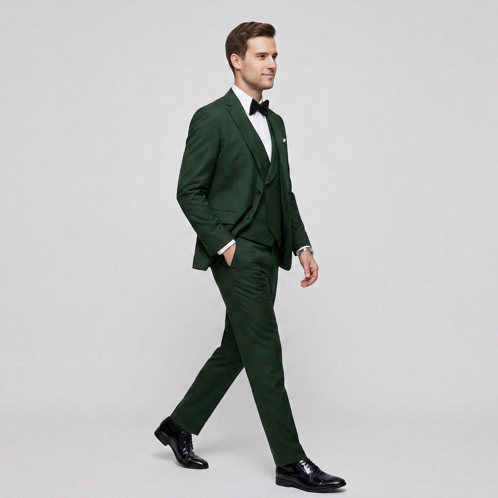 Costume Trois Pièces Blazer Simple Boutonnage Gilet Croisé pour Homme