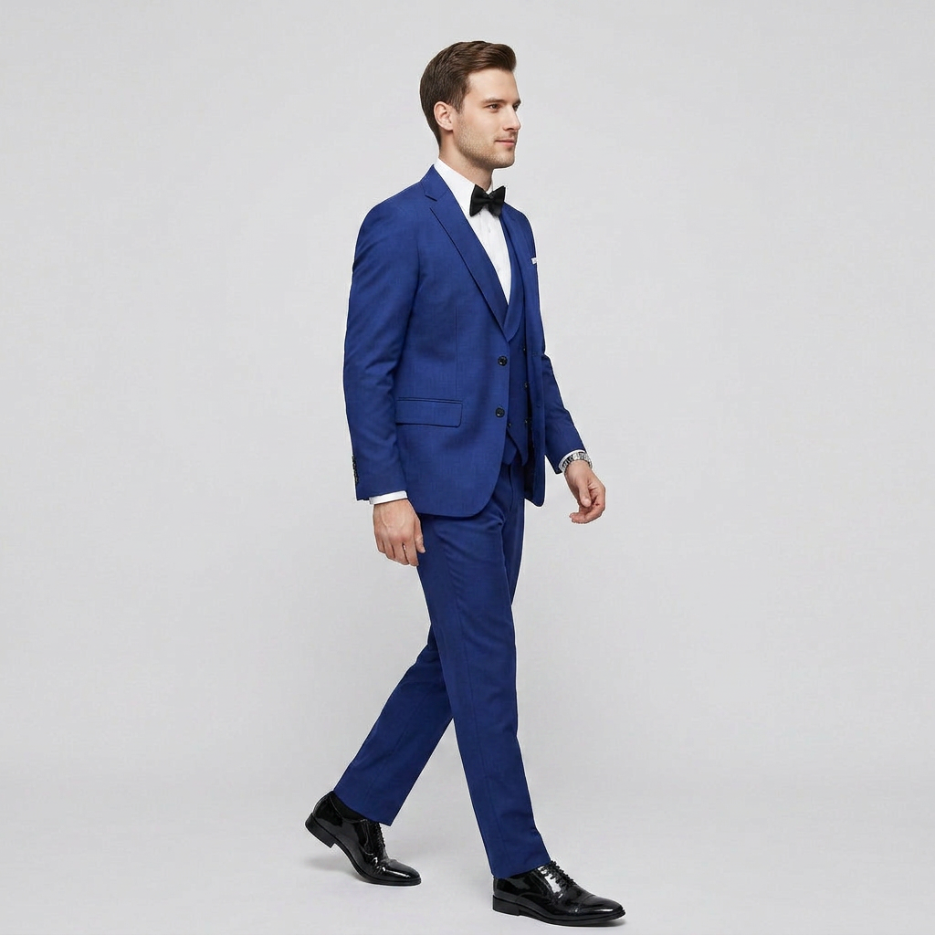 Costume Trois Pièces Blazer Simple Boutonnage Gilet Croisé pour Homme