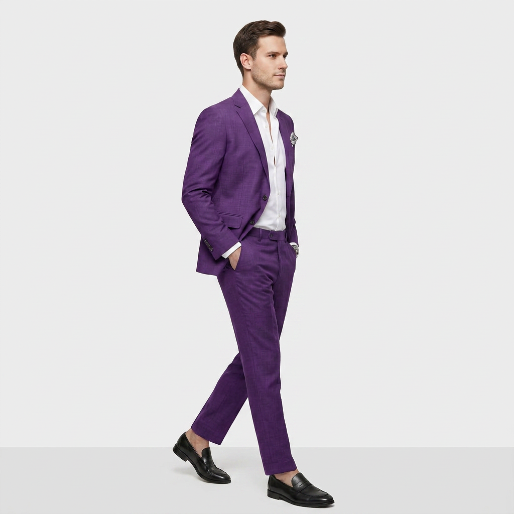 Ensemble Tailleur Blazer Croisé Pantalon Slim pour Homme