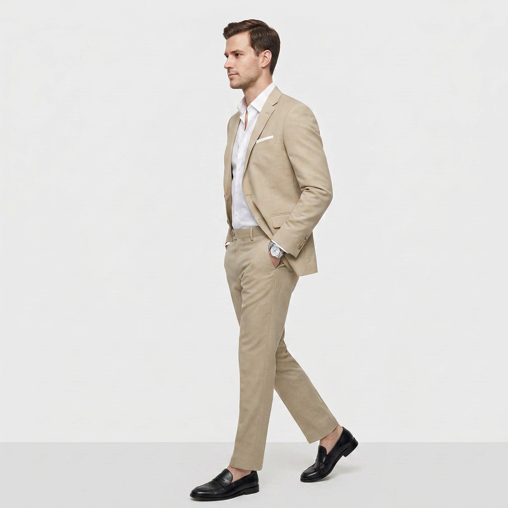 Ensemble Tailleur Blazer Croisé Pantalon Slim pour Homme
