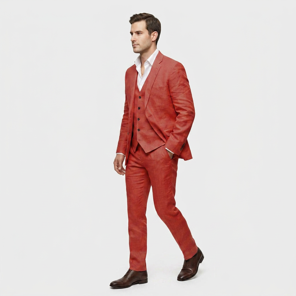 Ensemble Tailleur Trois Pièces Blazer Croisé pour Homme