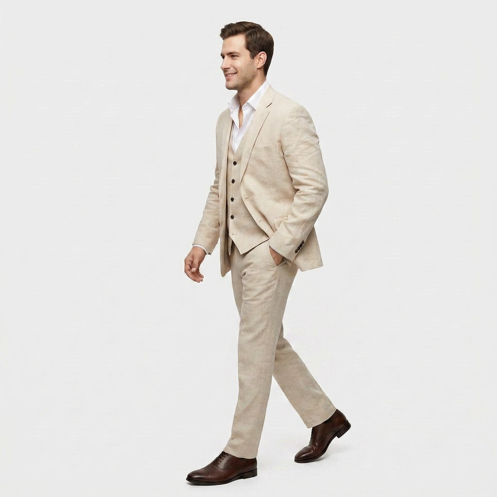Ensemble Tailleur Trois Pièces Blazer Croisé pour Homme