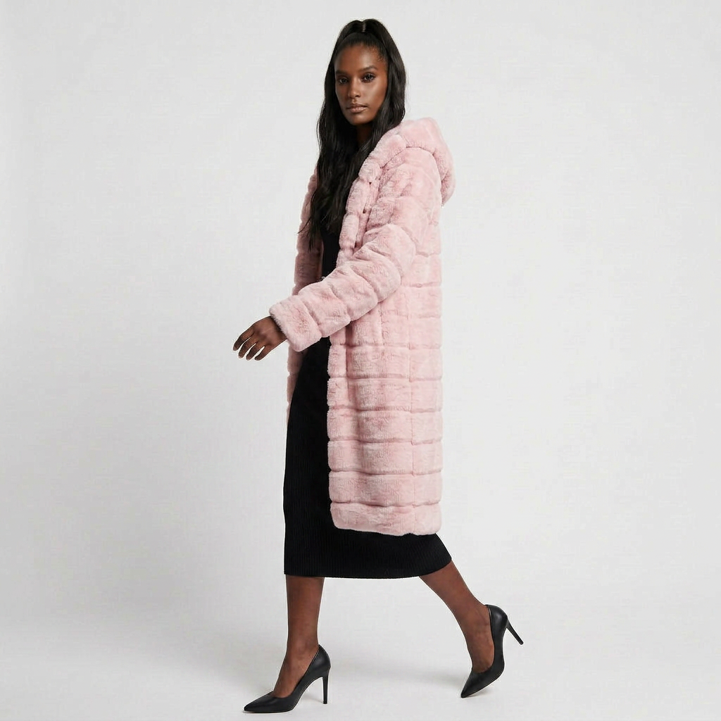 Manteau Fausse Fourrure Boutonné Coupe Élégante pour Femme