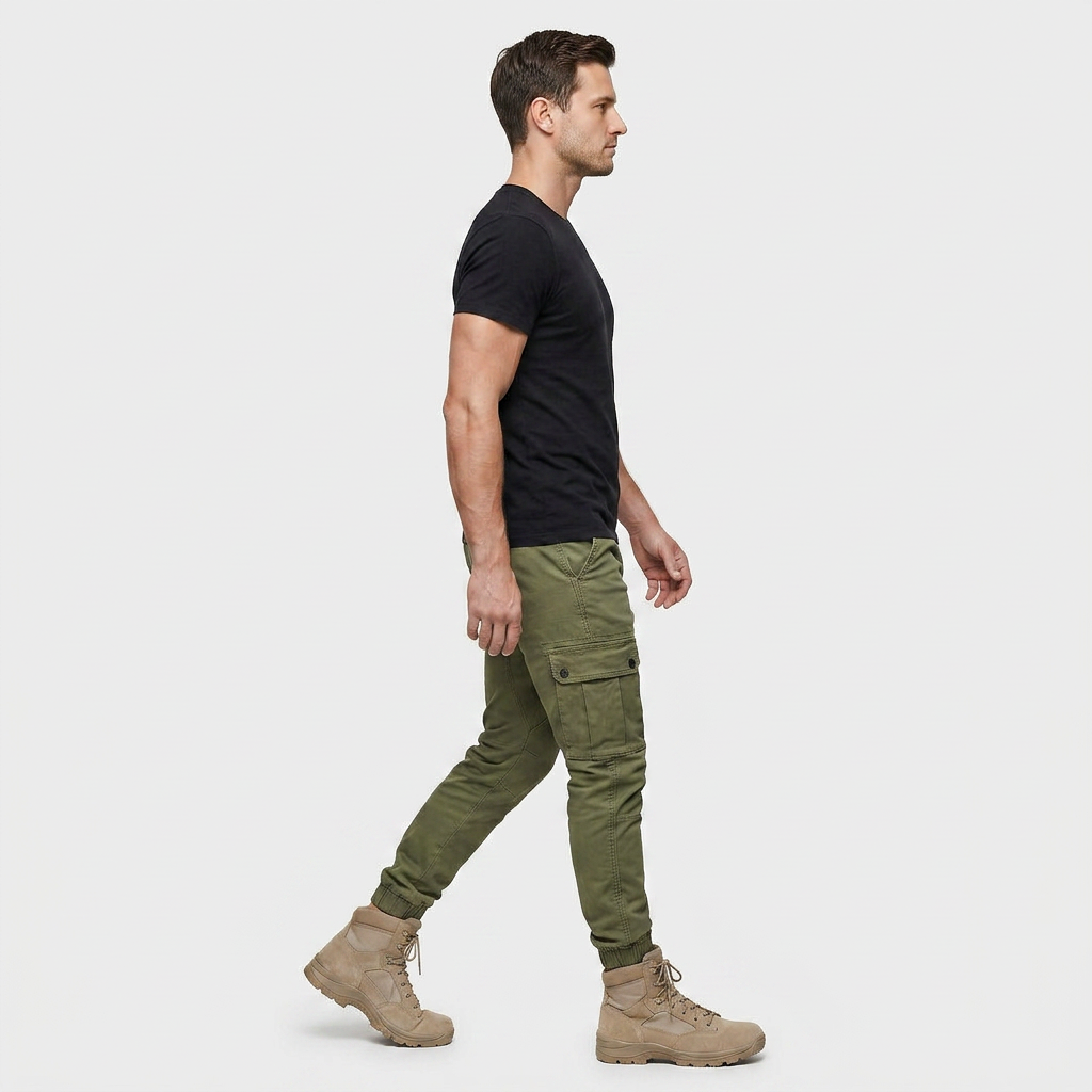 Pantalon Cargo Coton Décontracté Multi-Poches pour Homme