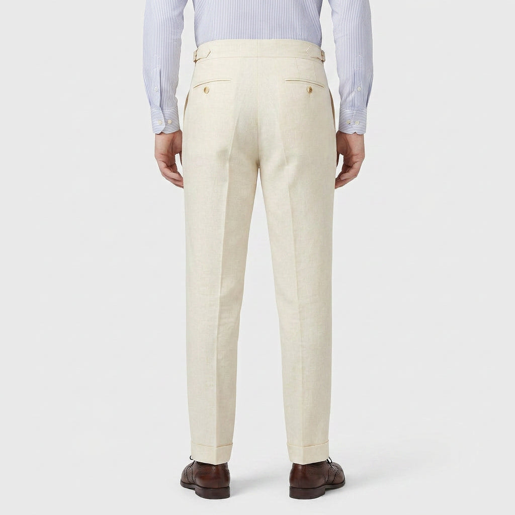 Pantalon Taille Haute Boucle Latérale Coupe Ajustée pour Homme