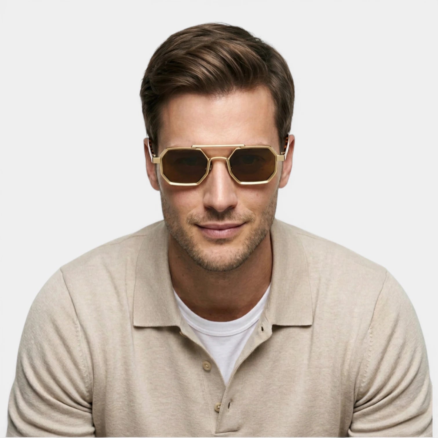 Lunettes Octogonales Pont Métallique Verres Teintés pour Homme