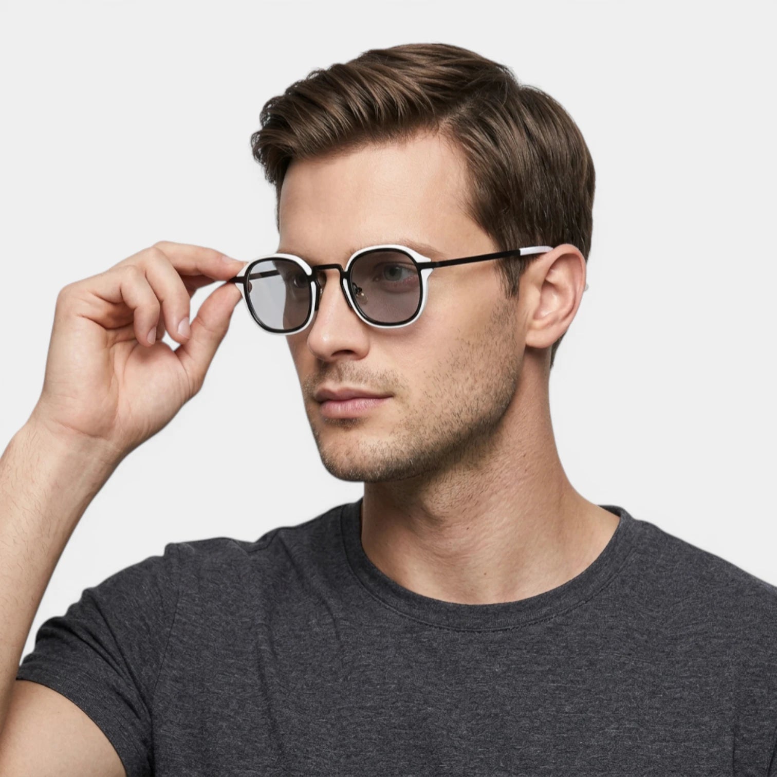 Lunettes Rondes Pont Métallique Verres Dégradés pour Homme
