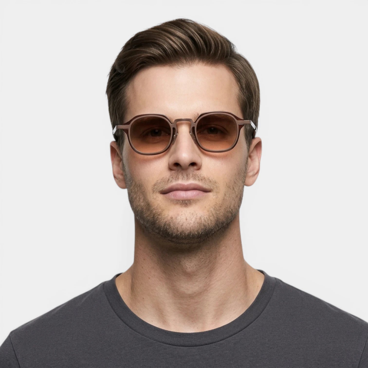 Lunettes Rondes Pont Métallique Verres Dégradés pour Homme