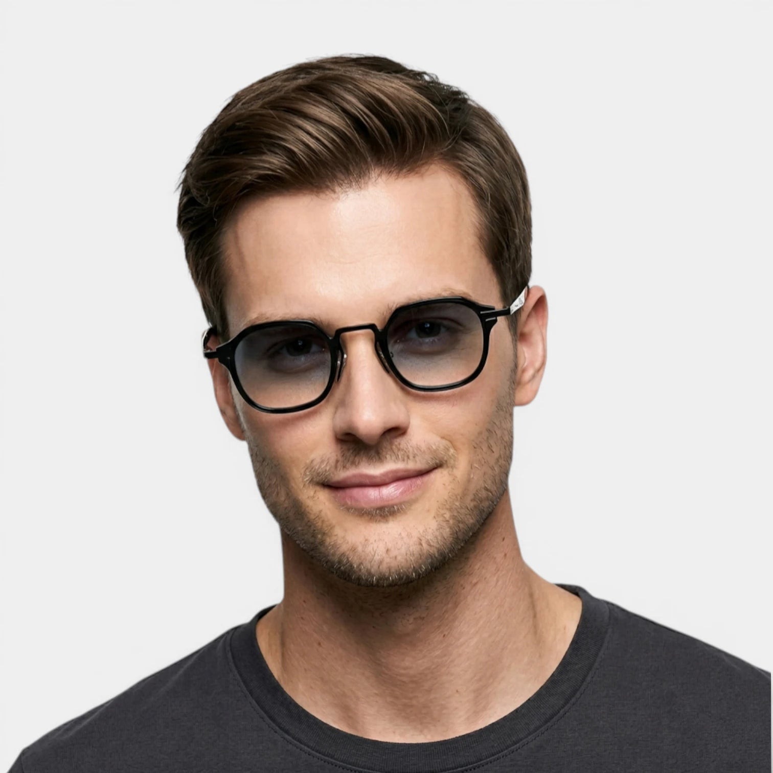 Lunettes Rondes Pont Métallique Verres Dégradés pour Homme