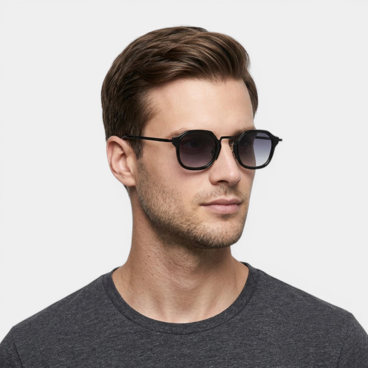 Lunettes Rondes Pont Métallique Verres Dégradés pour Homme