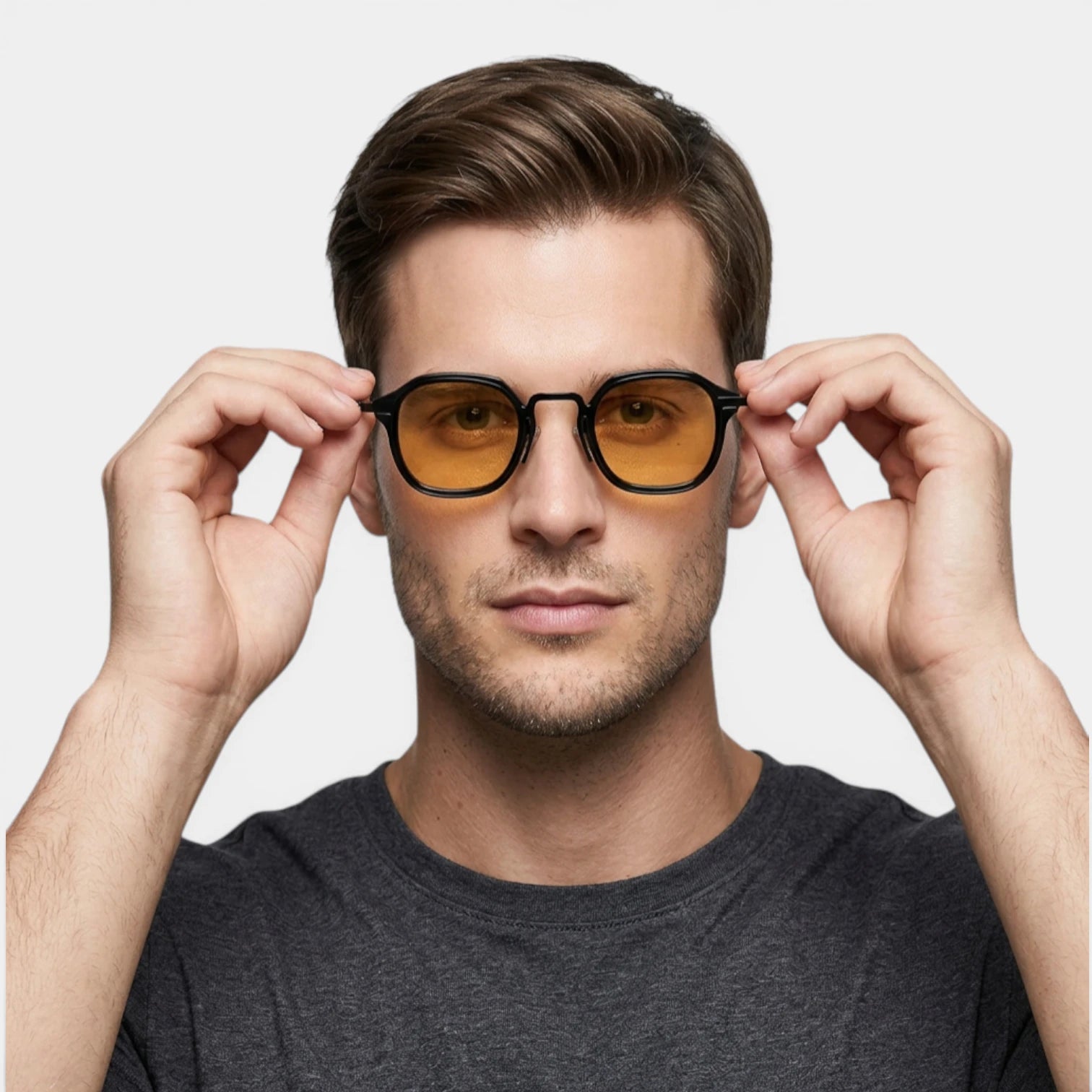 Lunettes Rondes Pont Métallique Verres Dégradés pour Homme