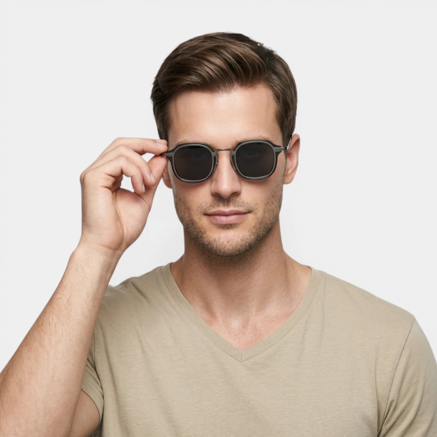 Lunettes Rondes Pont Métallique Verres Foncés pour Homme
