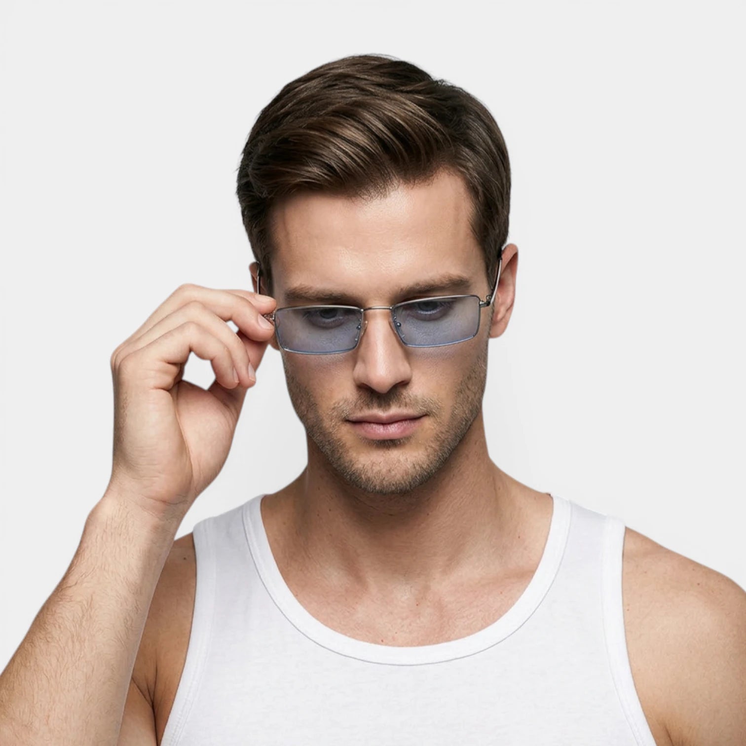 Lunettes Rectangulaires Métal Profil Fin pour Homme