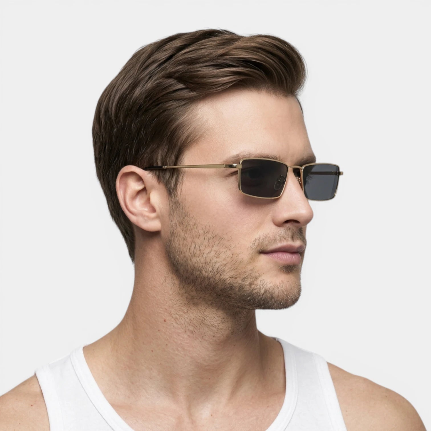 Lunettes Rectangulaires Métal Profil Fin pour Homme