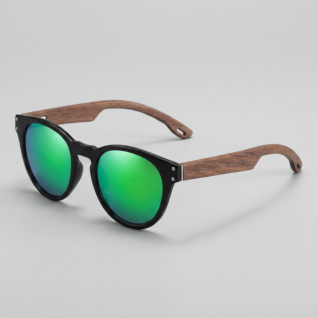 Lunettes Monture Bois Naturel Verres Teintés pour Homme