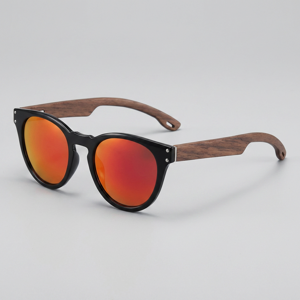 Lunettes Monture Bois Naturel Verres Teintés pour Homme