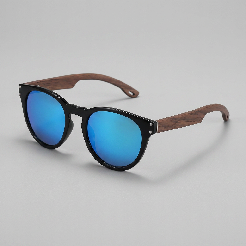Lunettes Monture Bois Naturel Verres Teintés pour Homme