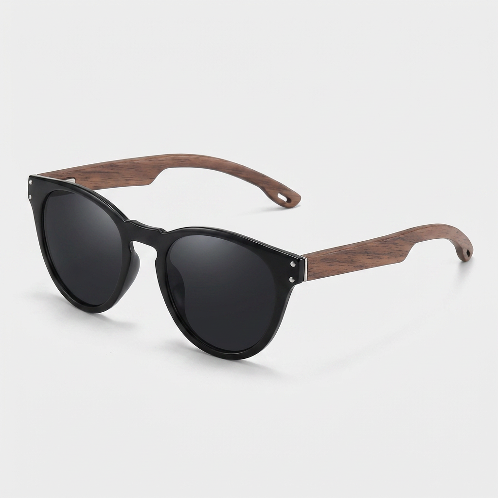 Lunettes Monture Bois Naturel Verres Teintés pour Homme