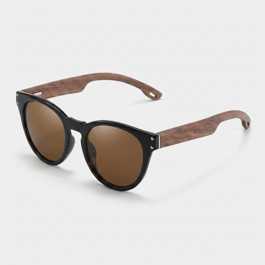 Lunettes Monture Bois Naturel Verres Teintés pour Homme