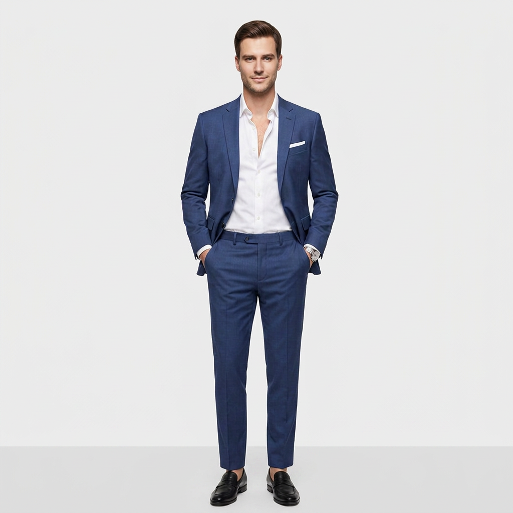 Ensemble Tailleur Blazer Croisé Pantalon Slim pour Homme