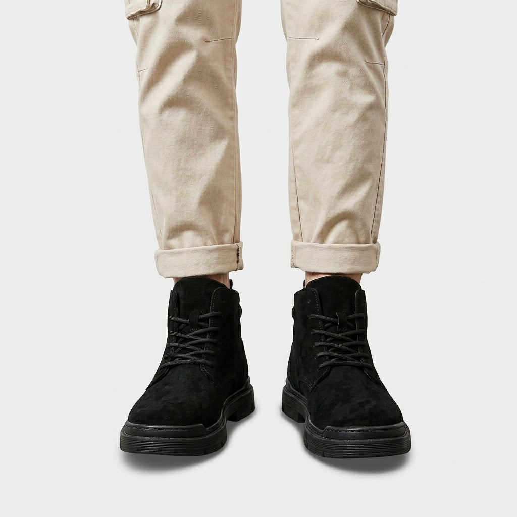 Men's Suede Lace-Up Ankle Boots Soft Leather Classic Construction