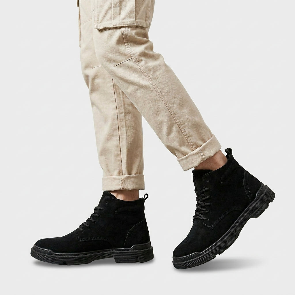 Men's Suede Lace-Up Ankle Boots Soft Leather Classic Construction