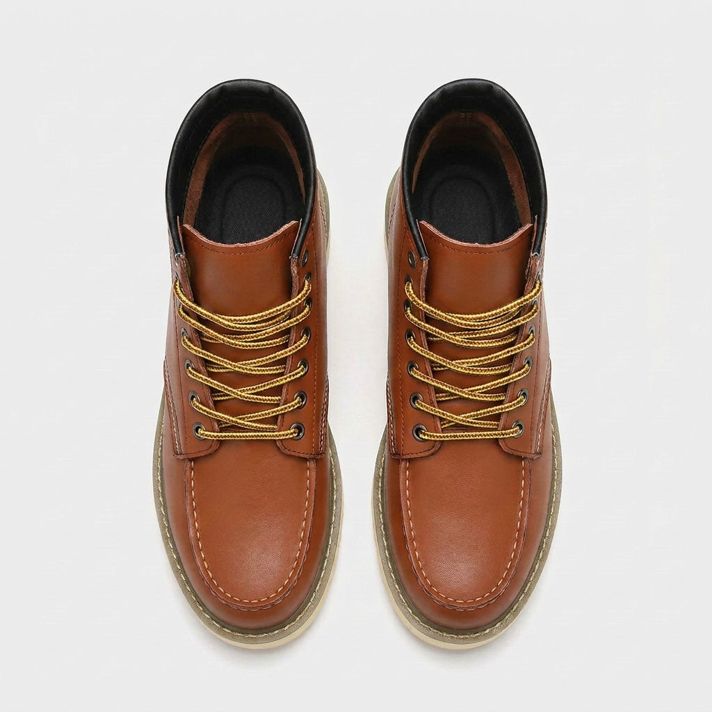 Bottines Lacées Coutures Contrastées Semelle Épaisse pour Homme