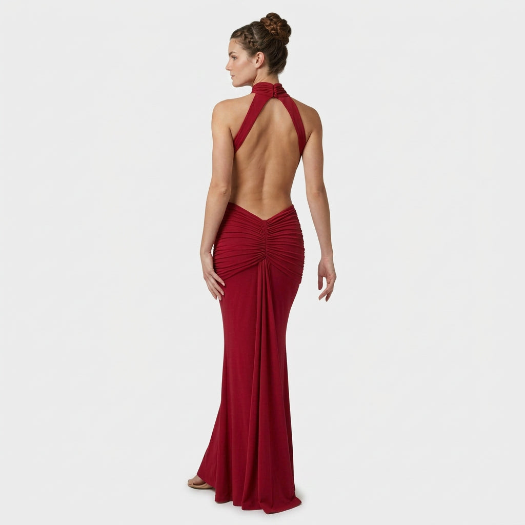 Robe Maxi Col Roulé Coupe Ajustée pour Femme